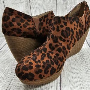 DR SCHOLL'S WOMEN'S ANIMAL PRINT SLIP ON HARLOW WEDGE ANKLE BOOTS SIZE 9.5M NEW